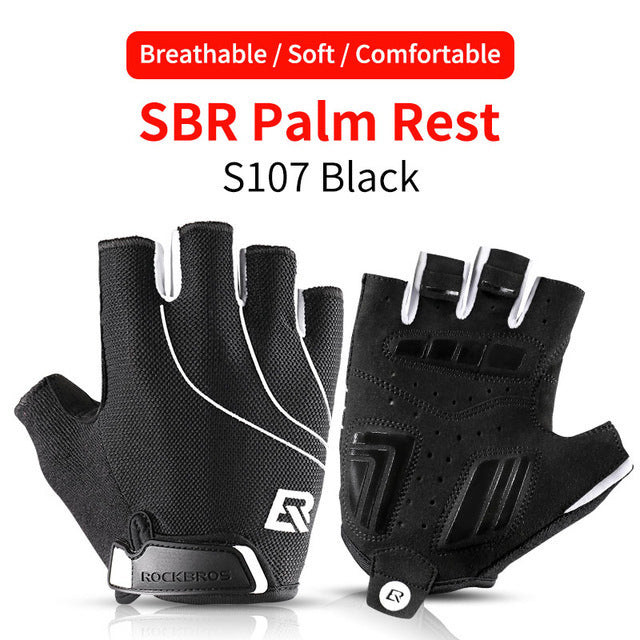 ROCKBROS Cycling Bike Gloves Half Finger Shockproof Breathable MTB Mountain Bicycle Sports Gloves Men Women Cycling Equipment