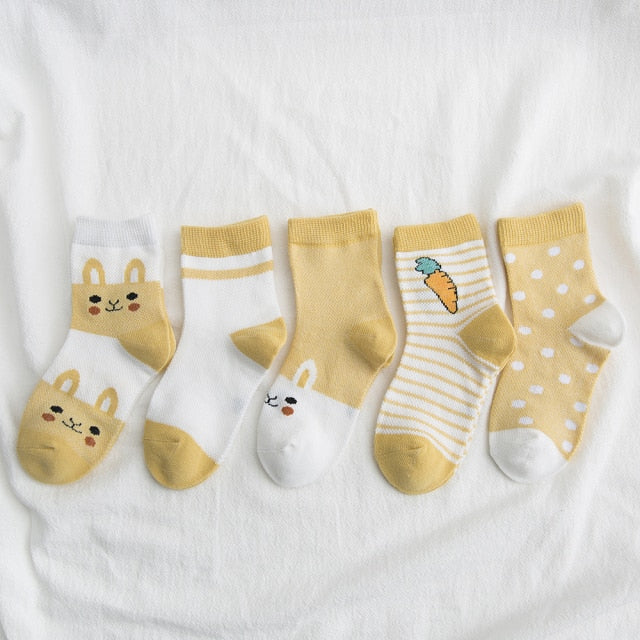 5Pairs/lot 0-9Y Kids Socks Summer Cotton Cartoon Animal Kids Socks Carrot Girls Mesh Cute Newborn Boy Toddler Children Socks