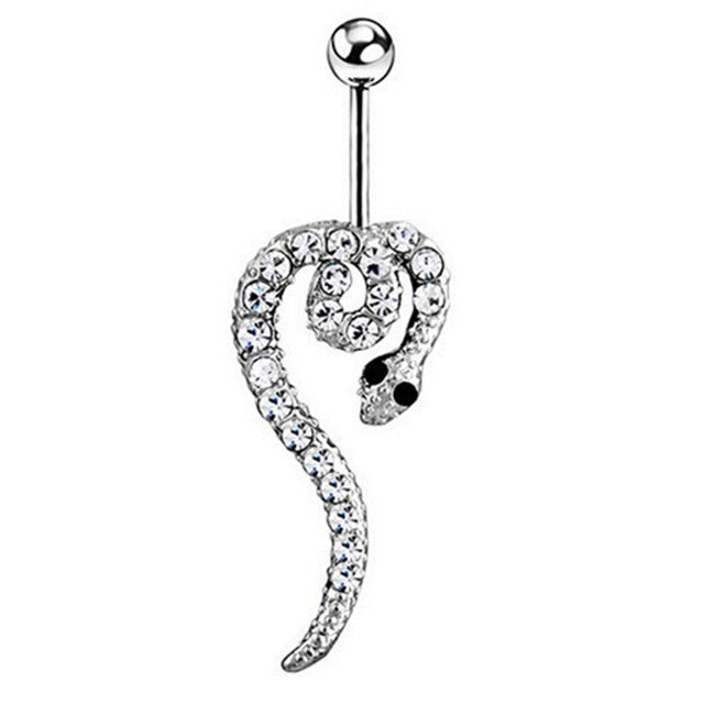 14G 316L surgical steel bar Nickel-free Retail Snake belly button ring fashion lizard lady body piercing navel belly jewelry