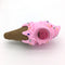 Silicone Smoking Pipe Smoke Pipe Pink Funny Ice Cream Pipe with Clean Cover and Decorative Bowl Interior