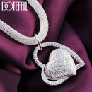 DOTEFFIL 925 Sterling Silver 18 Inch Double Heart Pendant AAA Zircon Necklace For Women Fashion Wedding Charm Jewelry