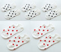5Pais/Lot Women Socks Short Cotton Aesthetic Novelty Dot Sweet Boat Socks Chaussette Femme Skarpety Kobieta Ankle Sock Woman