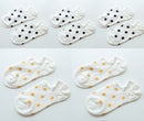 5Pais/Lot Women Socks Short Cotton Aesthetic Novelty Dot Sweet Boat Socks Chaussette Femme Skarpety Kobieta Ankle Sock Woman