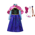 MUABABY Anna Elsa Dress Up Fancy Clothes for Girl Floral Birthday Party Gown Children Kids Snowflake Halloween Princess Costume