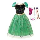 MUABABY Anna Elsa Dress Up Fancy Clothes for Girl Floral Birthday Party Gown Children Kids Snowflake Halloween Princess Costume
