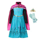 MUABABY Anna Elsa Dress Up Fancy Clothes for Girl Floral Birthday Party Gown Children Kids Snowflake Halloween Princess Costume