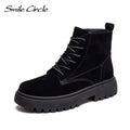 Smile Circle Ankle Boots Suede Leather women Flat platform Short Boots Ladies shoes fashion Autumn winter boots