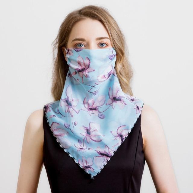 2020 new Bandana Chiffon scarf Women Brand Summer Wraps Floral fashion Neck Scarves
