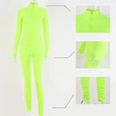 Sibybo Autumn Turtleneck Skinny Casual Jumpsuit Women Long Sleeve Front Zipper Sport Wear Womens Rompers Black Fitness Overalls