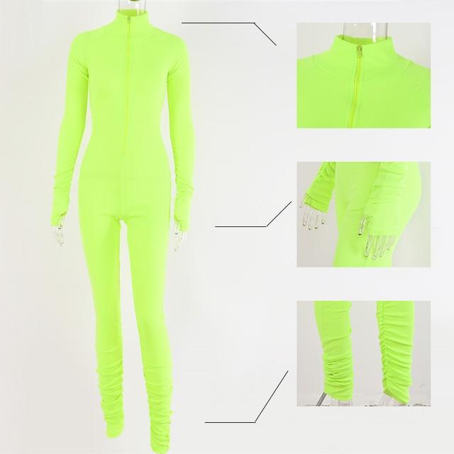 Sibybo Autumn Turtleneck Skinny Casual Jumpsuit Women Long Sleeve Front Zipper Sport Wear Womens Rompers Black Fitness Overalls