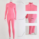 Sibybo Autumn Turtleneck Skinny Casual Jumpsuit Women Long Sleeve Front Zipper Sport Wear Womens Rompers Black Fitness Overalls