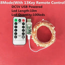 Led String Light 5/10M/20M 50/100/200LED USB 8Mode Remote Control Lights Fairy garlands  Wedding Christmas Holiday Decor lamps