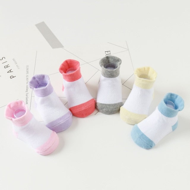 6 Pairs/lot 0 to 5 Years Anti-slip Non Skid Ankle Socks With Grips For Baby Toddler Kids Boys Girls All Seasons Cotton Socks