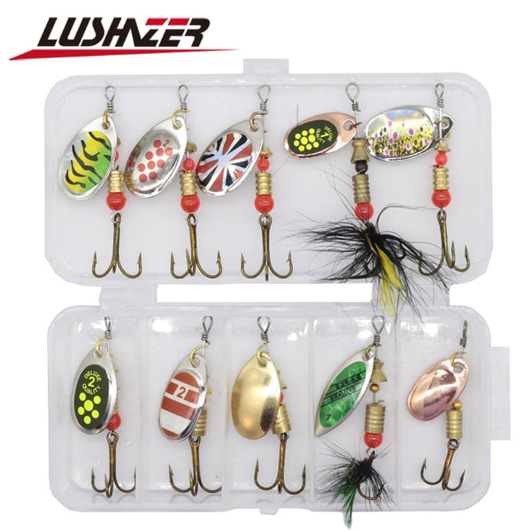 10pcs/lot LUSHAZER fishing spoon lures spinner bait 2.5-4g fishing wobbler metal baits spinnerbait isca artificial free with box