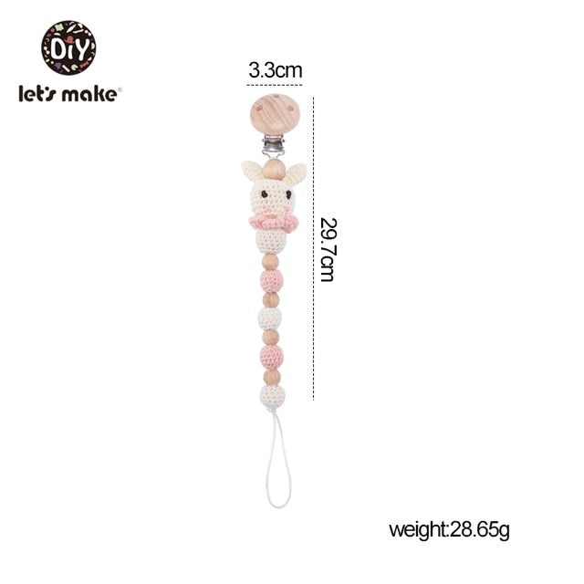 Let's Make 1pc Baby Pacifier Dummy Luxury Nipple Chain Soother Feeder Pacifier Silicone Crochet Beads Panda Rabbit Food Grade