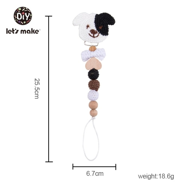 Let's Make 1pc Baby Pacifier Dummy Luxury Nipple Chain Soother Feeder Pacifier Silicone Crochet Beads Panda Rabbit Food Grade