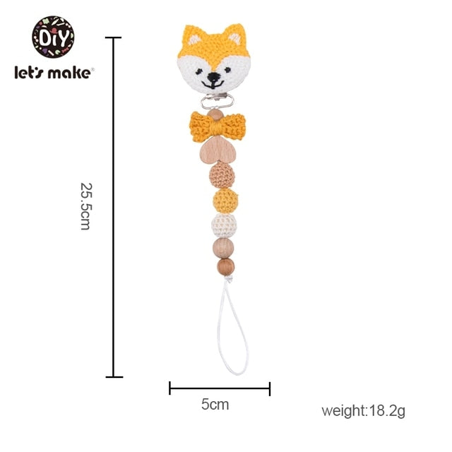 Let's Make 1pc Baby Pacifier Dummy Luxury Nipple Chain Soother Feeder Pacifier Silicone Crochet Beads Panda Rabbit Food Grade