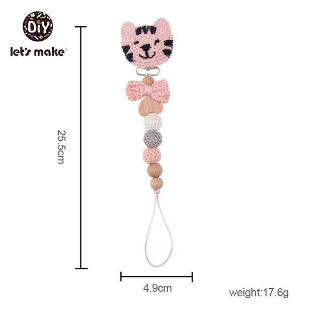 Let's Make 1pc Baby Pacifier Dummy Luxury Nipple Chain Soother Feeder Pacifier Silicone Crochet Beads Panda Rabbit Food Grade