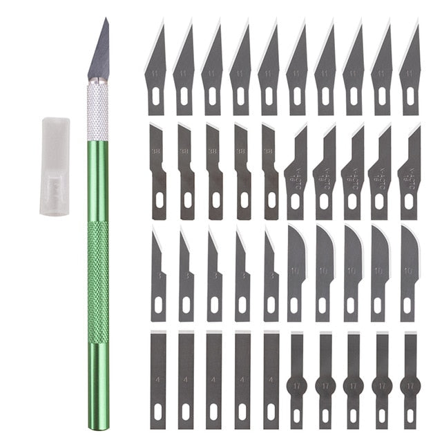 Non-Slip Metal Scalpel Knife Tools Kit Cutter Engraving Craft knives + 40pcs Blades Mobile Phone PCB DIY Repair Hand Tools