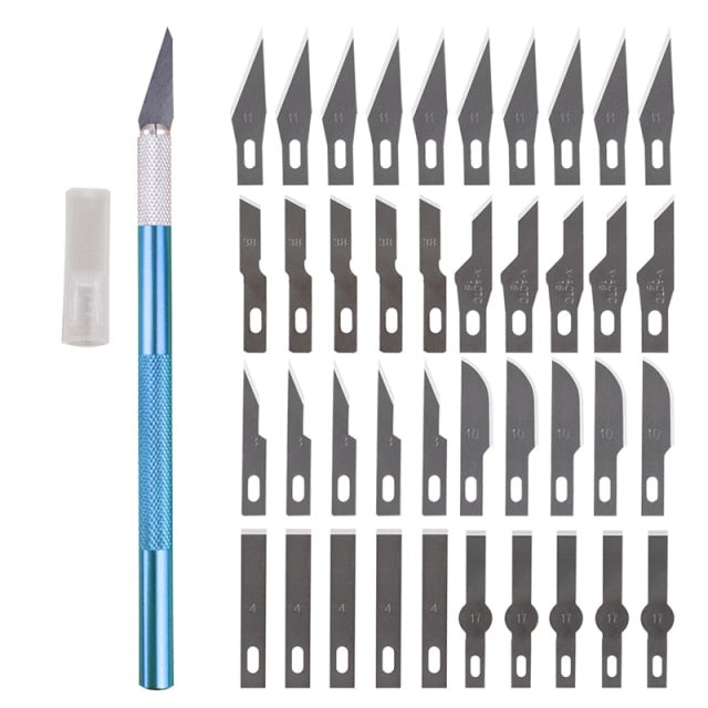 Non-Slip Metal Scalpel Knife Tools Kit Cutter Engraving Craft knives + 40pcs Blades Mobile Phone PCB DIY Repair Hand Tools