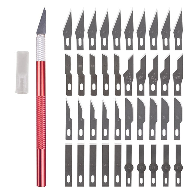 Non-Slip Metal Scalpel Knife Tools Kit Cutter Engraving Craft knives + 40pcs Blades Mobile Phone PCB DIY Repair Hand Tools