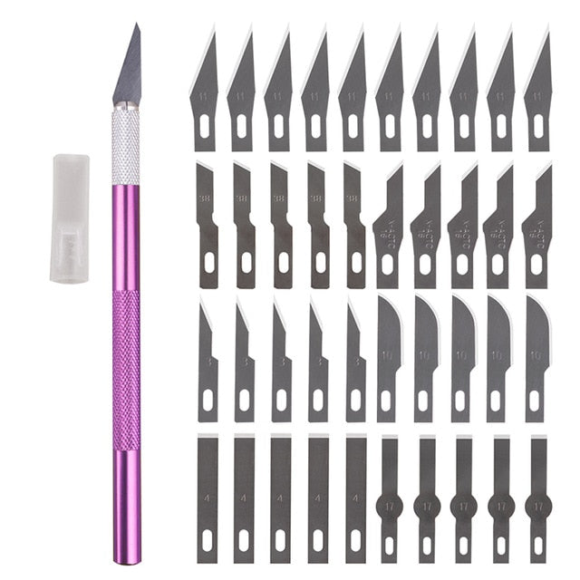 Non-Slip Metal Scalpel Knife Tools Kit Cutter Engraving Craft knives + 40pcs Blades Mobile Phone PCB DIY Repair Hand Tools