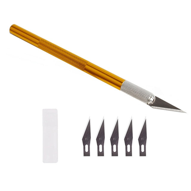 Non-Slip Metal Scalpel Knife Tools Kit Cutter Engraving Craft knives + 40pcs Blades Mobile Phone PCB DIY Repair Hand Tools