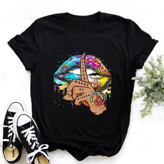 Fashion Women's Casual Sequins Red Lip T-Shirt Short Sleeve T-Shirts 2020 Vintage Creativity zipper Lips T-Shirt,drop ship