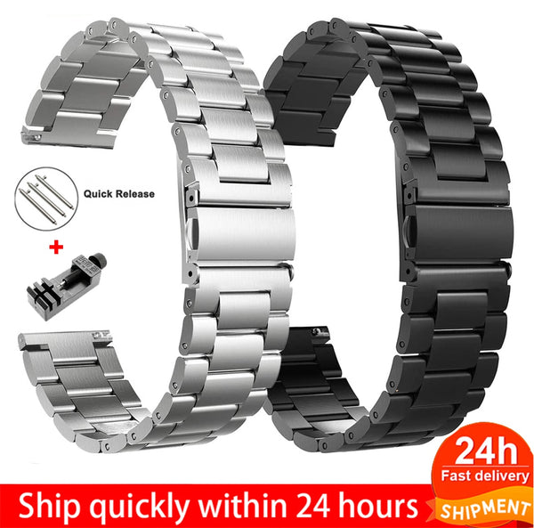 18mm 22mm 20mm 24mm Watch Band Strap For Samsung Galaxy 3 Watch 42 46mm GEAR S3 Active2 Classic quick release Stainless Steel