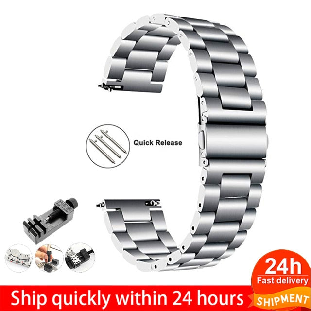 18mm 22mm 20mm 24mm Watch Band Strap For Samsung Galaxy 3 Watch 42 46mm GEAR S3 Active2 Classic quick release Stainless Steel