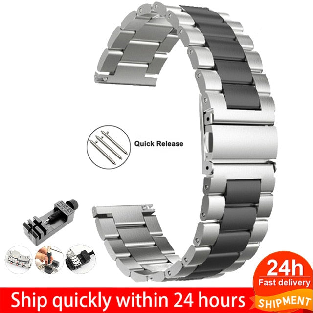 18mm 22mm 20mm 24mm Watch Band Strap For Samsung Galaxy 3 Watch 42 46mm GEAR S3 Active2 Classic quick release Stainless Steel