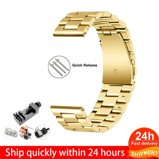 18mm 22mm 20mm 24mm Watch Band Strap For Samsung Galaxy 3 Watch 42 46mm GEAR S3 Active2 Classic quick release Stainless Steel