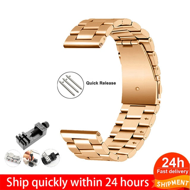 18mm 22mm 20mm 24mm Watch Band Strap For Samsung Galaxy 3 Watch 42 46mm GEAR S3 Active2 Classic quick release Stainless Steel