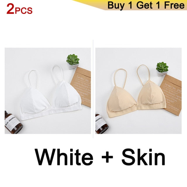 DeRuiLaDy Seamless Soft Bras for Women Underwear Thin Strap Wireless Push Up Bra Backless Comfort Bralette Top Sexy Lingerie