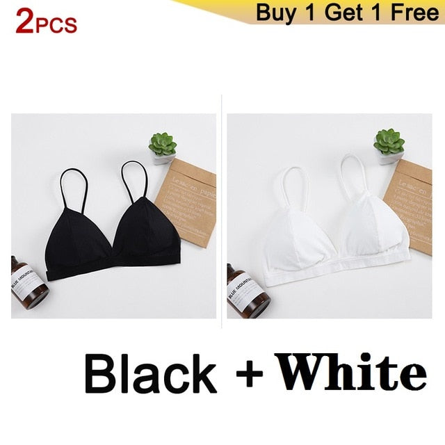 DeRuiLaDy Seamless Soft Bras for Women Underwear Thin Strap Wireless Push Up Bra Backless Comfort Bralette Top Sexy Lingerie