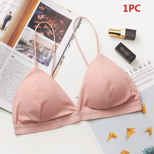 DeRuiLaDy Seamless Soft Bras for Women Underwear Thin Strap Wireless Push Up Bra Backless Comfort Bralette Top Sexy Lingerie