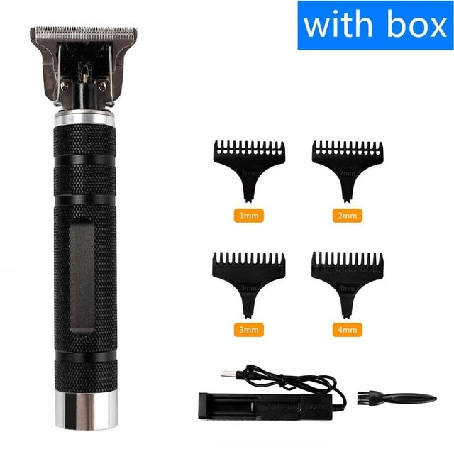 USB Rechargeable Hair Trimmer Electric Cordless Skeleton Hair Clipper Shaver Trimmer Men Barber Hair Cutting Machine 0mm Razor