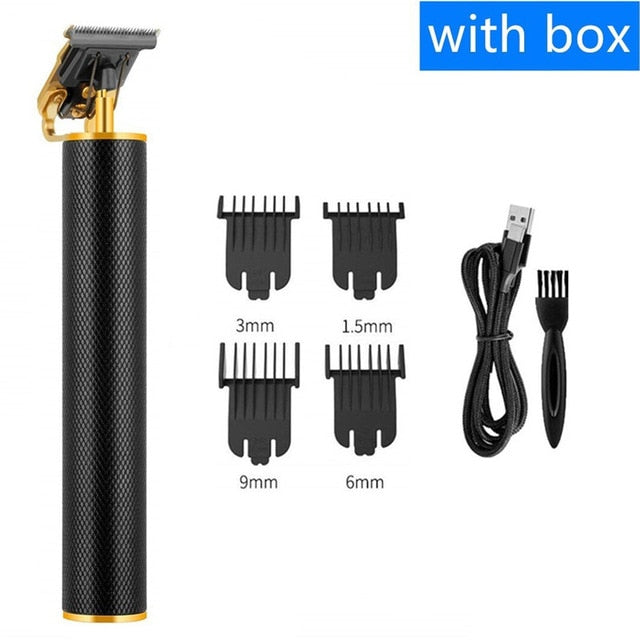 USB Rechargeable Hair Trimmer Electric Cordless Skeleton Hair Clipper Shaver Trimmer Men Barber Hair Cutting Machine 0mm Razor