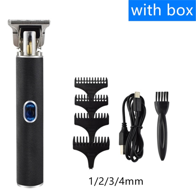 USB Rechargeable Hair Trimmer Electric Cordless Skeleton Hair Clipper Shaver Trimmer Men Barber Hair Cutting Machine 0mm Razor