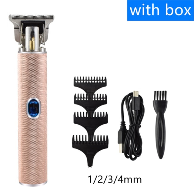 USB Rechargeable Hair Trimmer Electric Cordless Skeleton Hair Clipper Shaver Trimmer Men Barber Hair Cutting Machine 0mm Razor