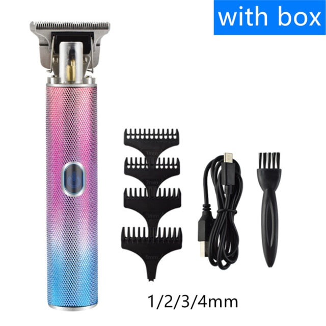 USB Rechargeable Hair Trimmer Electric Cordless Skeleton Hair Clipper Shaver Trimmer Men Barber Hair Cutting Machine 0mm Razor