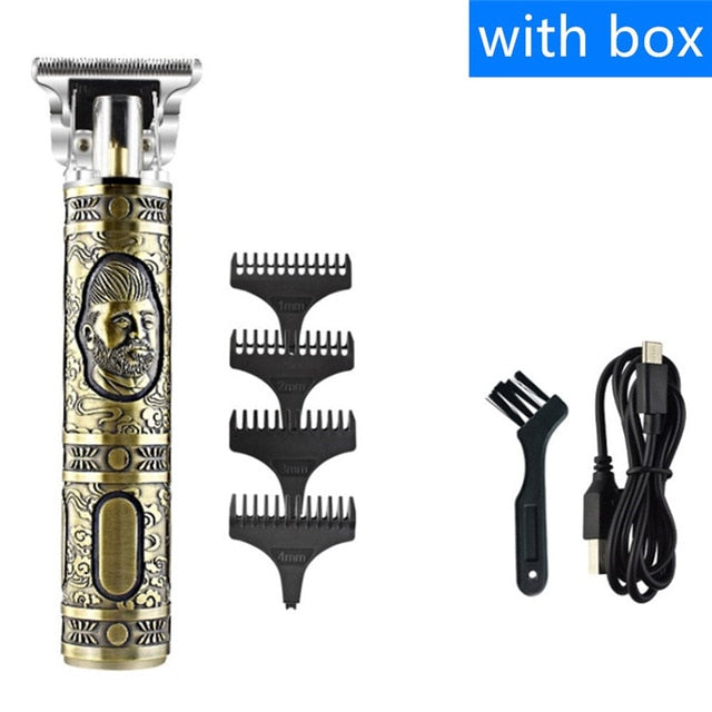 USB Rechargeable Hair Trimmer Electric Cordless Skeleton Hair Clipper Shaver Trimmer Men Barber Hair Cutting Machine 0mm Razor