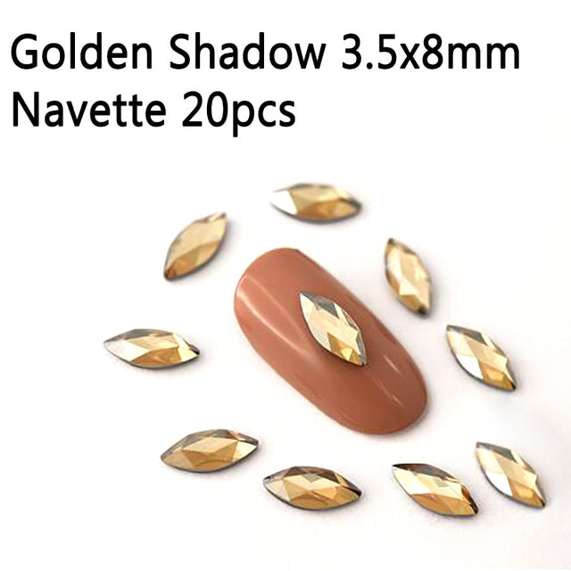 20pcs Marquise Nail Rhinestones Crystals Flatback Glass Stones Manicure Nail Art Decoration Charms Gem Jewelry Accessories