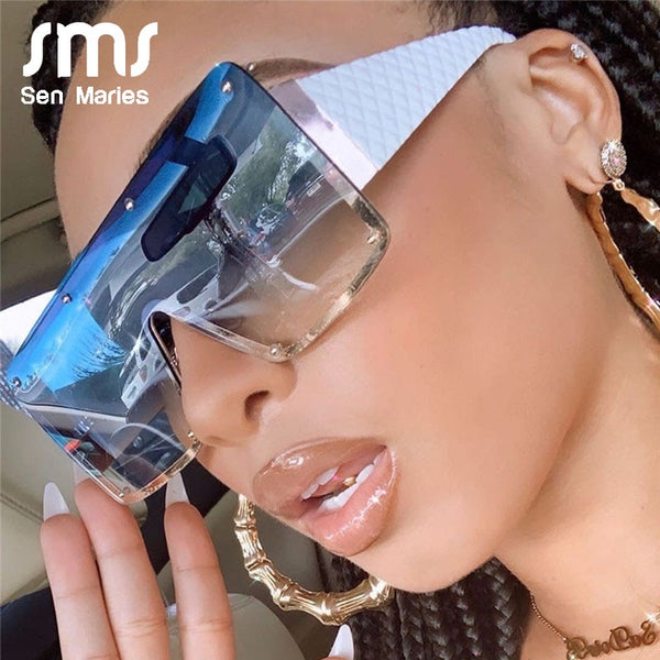 2020 New Square Sunglasses Women Fashion Oversized Metal Frame Vintage Glasses Men Shades Retro Gradient Colors Oculos UV400