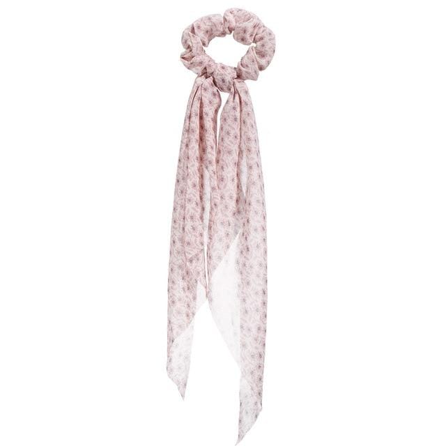 17KM Fashion Floral Print Scrunchies Solid Long Hair Ribbon For Women Ponytail Scarf Sweet Elastic Hair Band Hair Accessories
