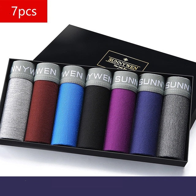 7PCS/Lot  Men Panties Shorts Underwear Boxer Shorts Men's sexy underwear High quality men's underwear Pouch