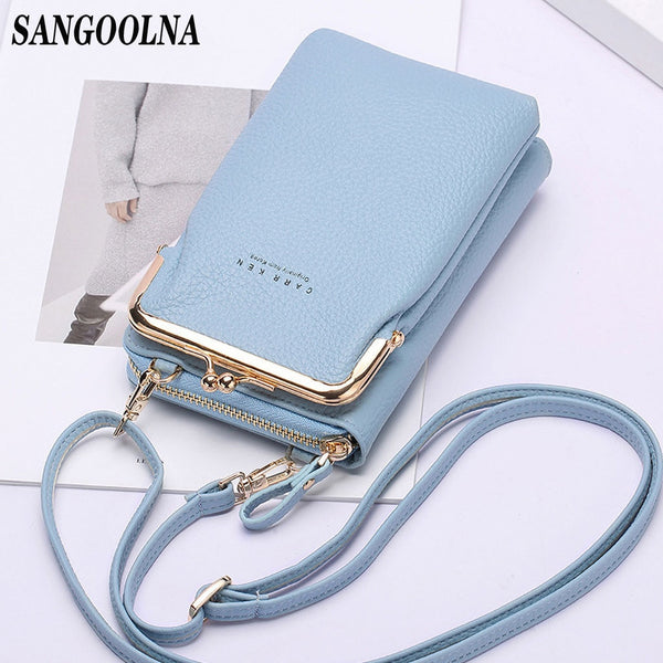 Brand Crossbody Bags Touch Screen Cell Phone Purse Bag Smartphone Wallet Metal Leather Shoulder Strap Handbag Women Bag