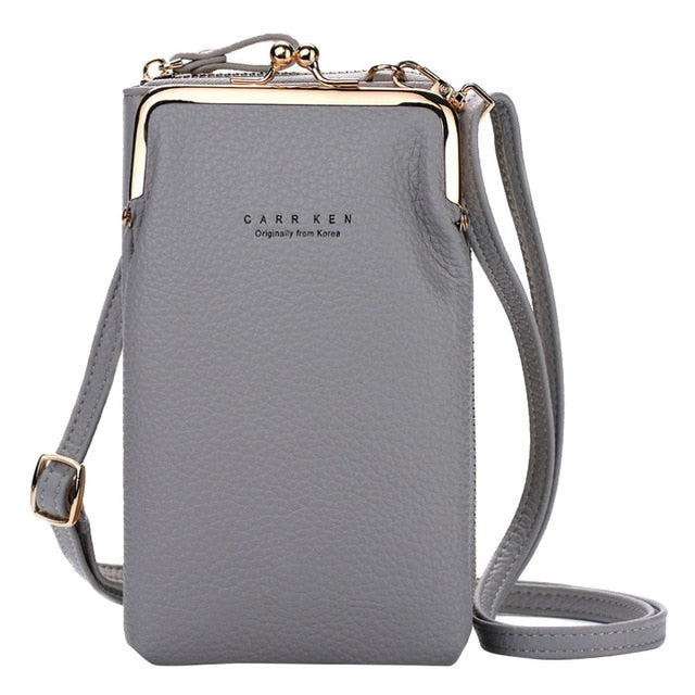 Brand Crossbody Bags Touch Screen Cell Phone Purse Bag Smartphone Wallet Metal Leather Shoulder Strap Handbag Women Bag