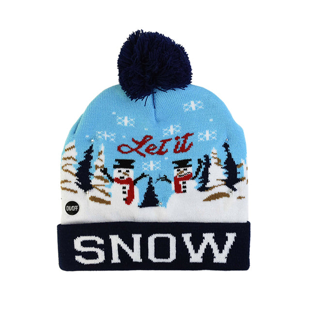 LED Christmas Hat Sweater Knitted Beanie Christmas Light Up Knitted Hat Christmas Gift for Kids Xmas 2022New Year Decorations
