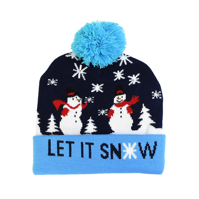 LED Christmas Hat Sweater Knitted Beanie Christmas Light Up Knitted Hat Christmas Gift for Kids Xmas 2022New Year Decorations